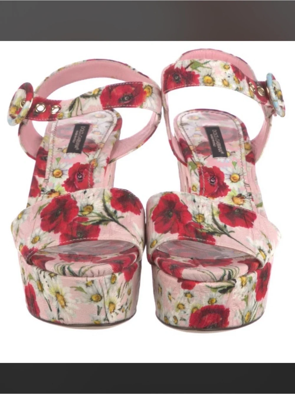 Dolce & Gabbana Pink Floral Platform Wedge Sandal